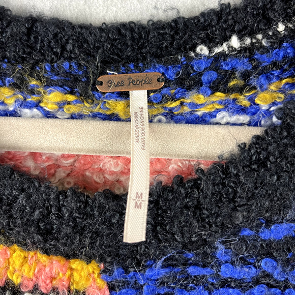 Free People Best Day Ever Sweater Womens Medium Knit Colorful Alpaca Boho - Picture 5 of 15